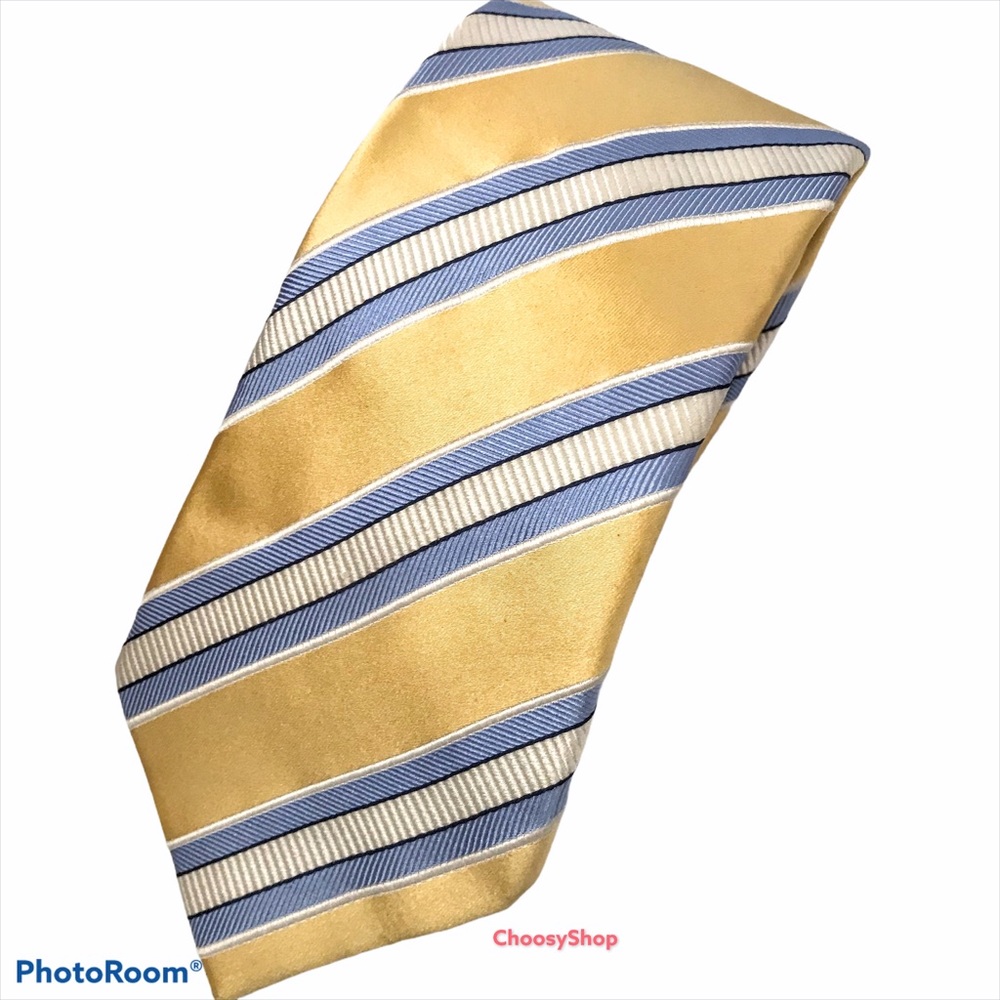 Donald Trump Yellow Blue White Black Striped Tie
